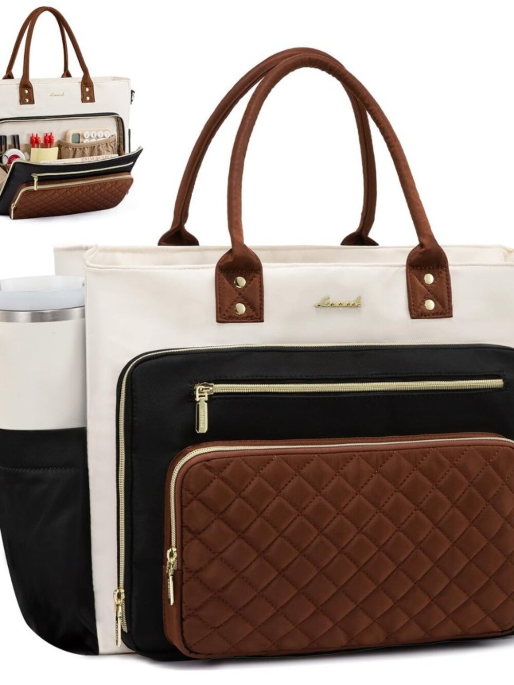 Teacher Tote Bag for Women Work, Laptop Bag With Large Cup Holder, Nurse Bags